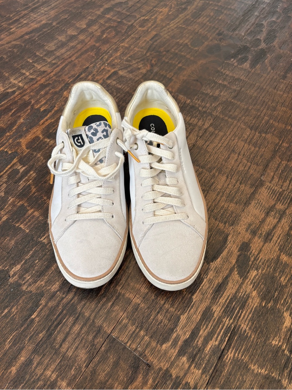 Cole Haan Women's Athletic Sneakers in Light Beige with Yellow Accents